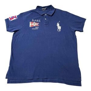 Polo Ralph Lauren Polo Shirt Mens‎ 2XL Navy Custom Fit Big Pony PRL Nautical